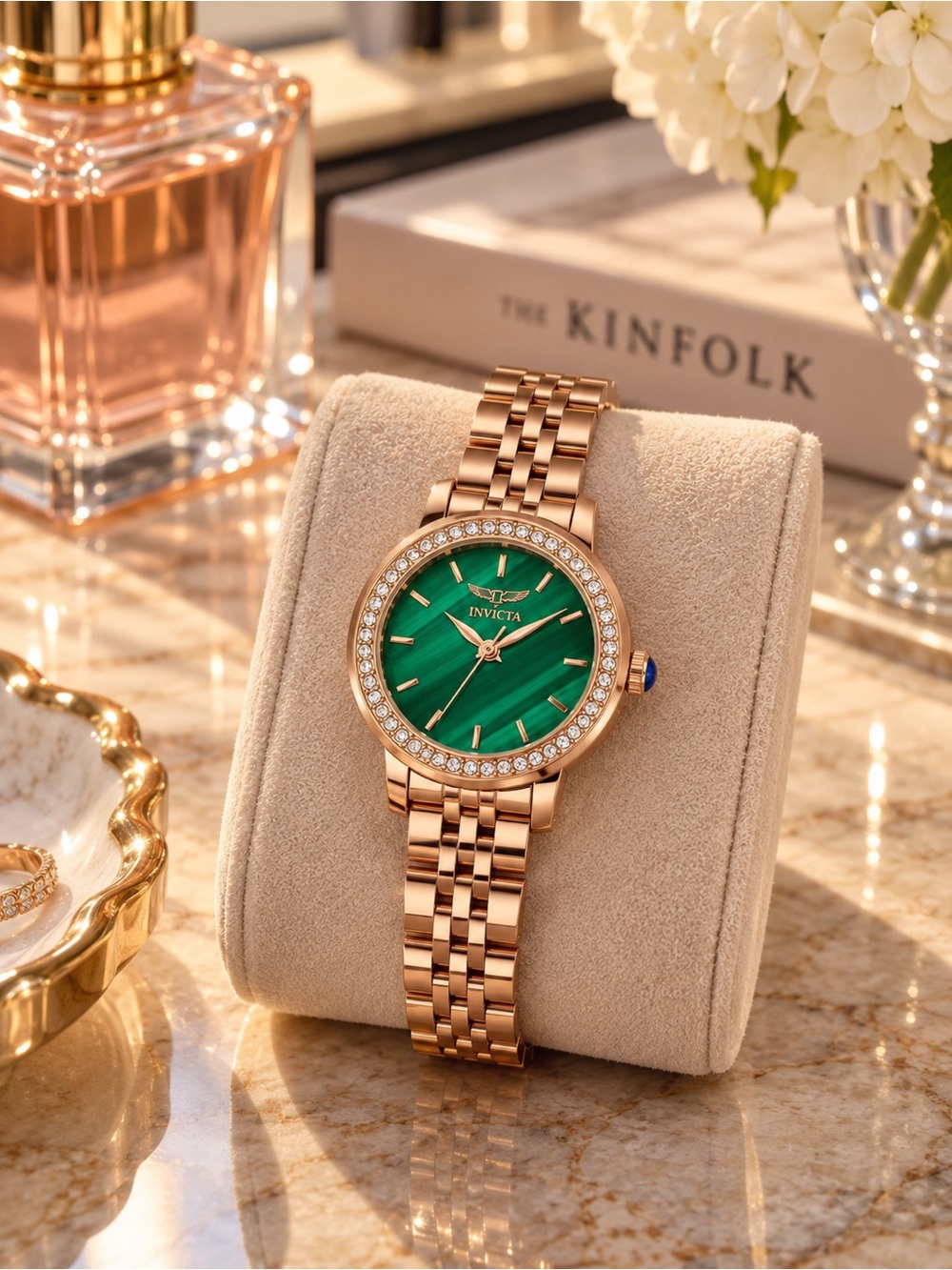 Invicta Wildflower 69924 Rose Gold Green Dial Women’s Watch 29mm NWT
